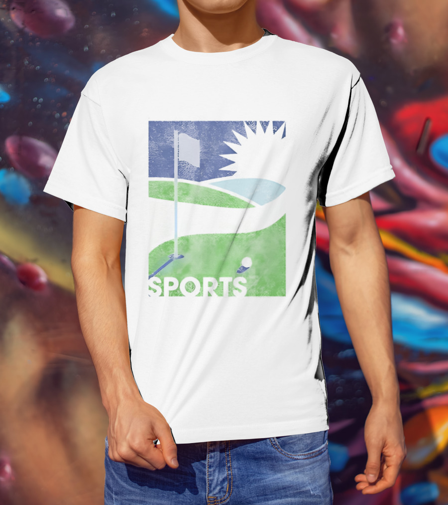 Golf Course Scenery Sports Landscape Sun Flag Ball T-Shirt