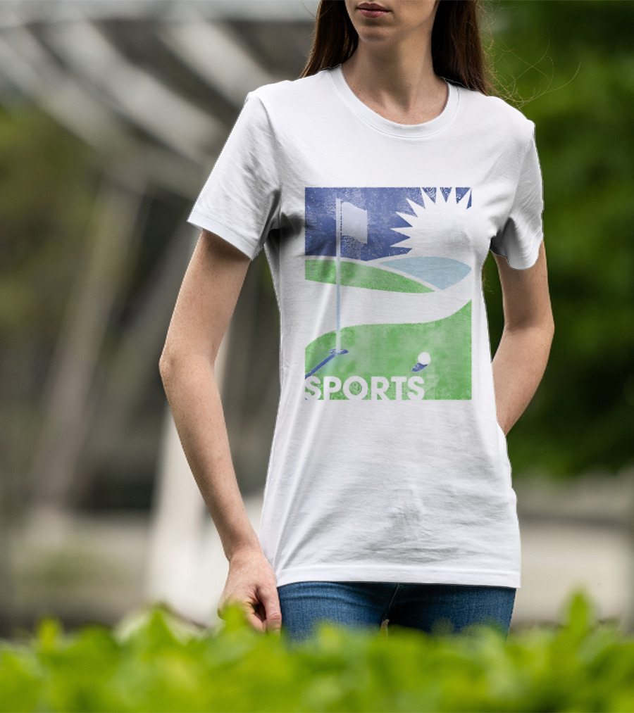 Golf Course Scenery Sports Landscape Sun Flag Ball T-Shirt