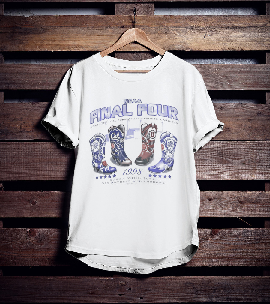 NCAA Final Four 1998 Kentucky California Utah North Carolina Cowboy Boots T-Shirt