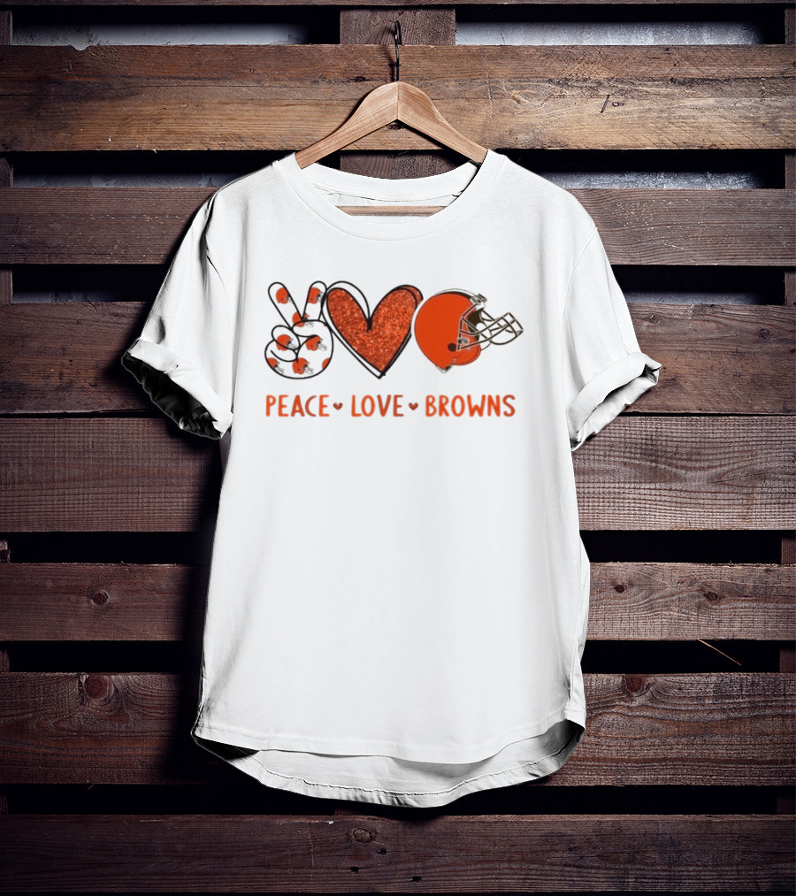 Peace Love Cleveland Browns Football Helmet Fan T-Shirt