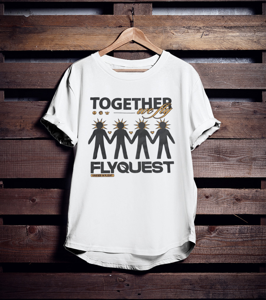 Together We Fly FlyQuest Unified In Flight Hand In Hand Hearts And Sunbursts T-Shirt