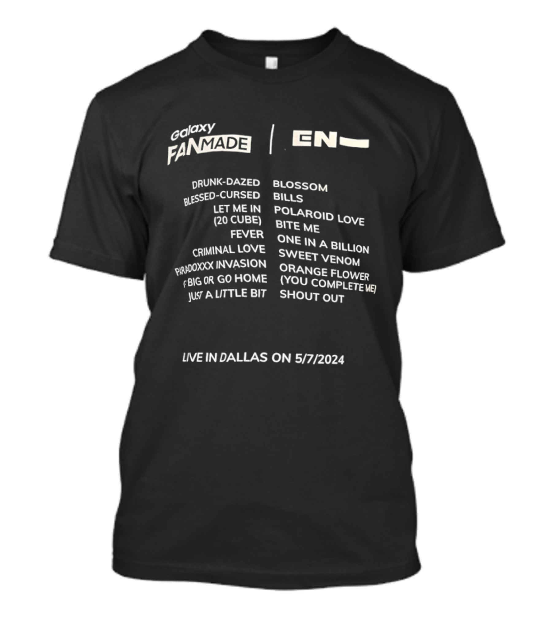 Galaxy Fanmade EN Live Dallas 2024 ENHYPEN Songs T-Shirt