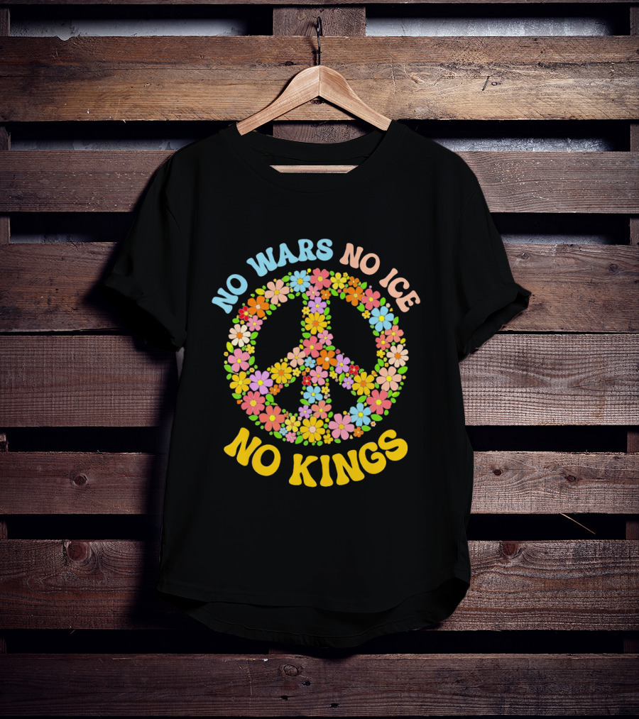 No Wars No Ice No Kings Peace Floral Motif T-Shirt