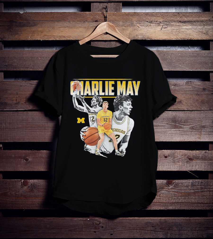 Charlie May Michigan Basketball NCAA Number 12 Collage T-Shirt