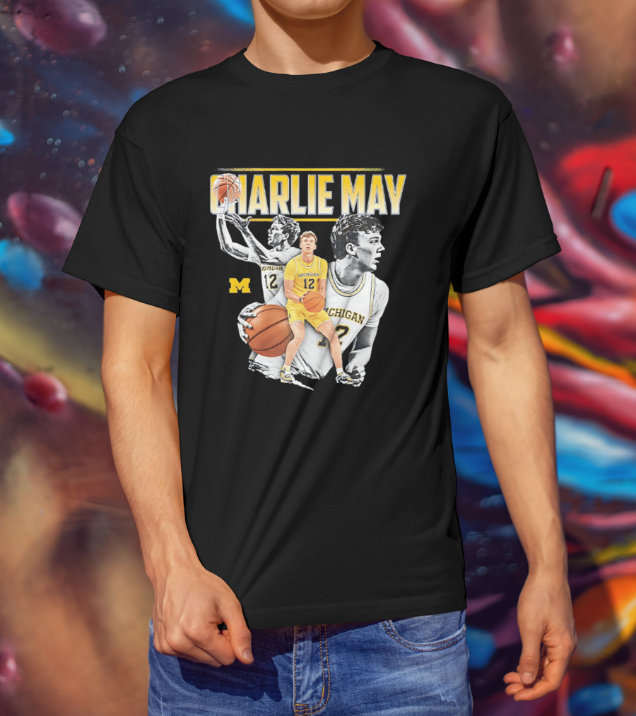 Charlie May Michigan Basketball NCAA Number 12 Collage T-Shirt