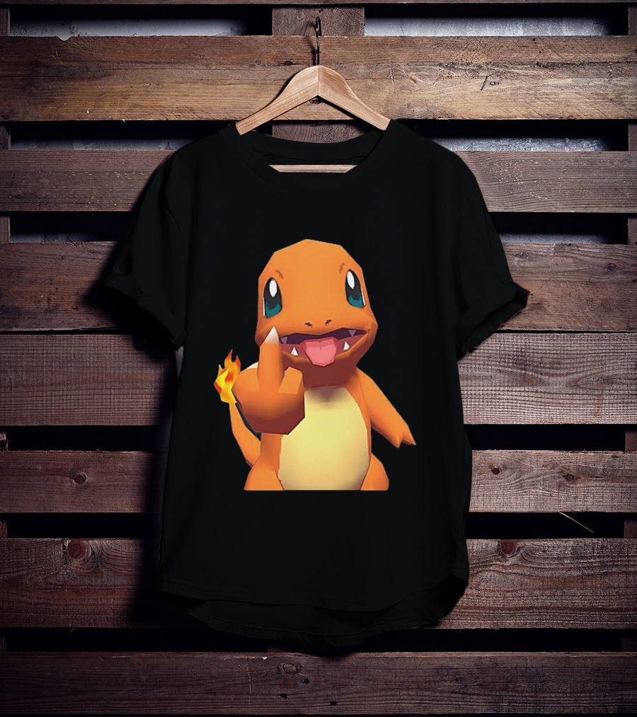 Charmander Pokémon Middle Finger Gesture With Flame Tail T-Shirt