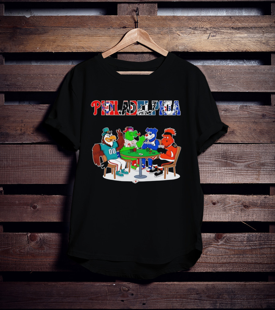Philadelphia Mascots Playing Poker Cards T-Shirt