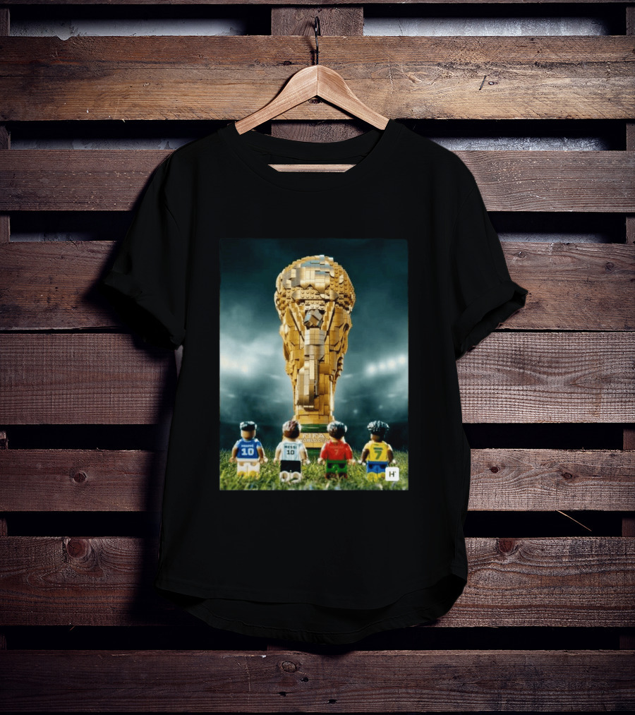 LEGO Football Legends FIFA World Cup 2026 Trophy Lionel Messi Cristiano Ronaldo Kylian Mbappé Vinicius Junior T-Shirt