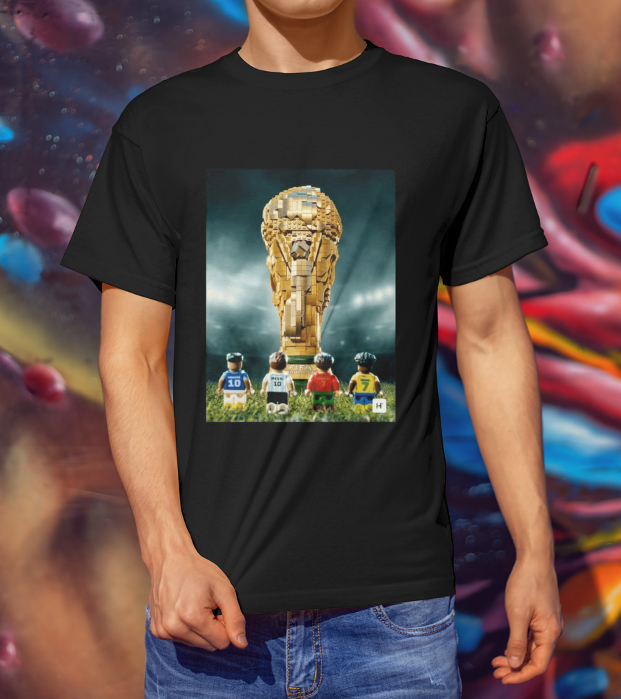 LEGO Football Legends FIFA World Cup 2026 Trophy Lionel Messi Cristiano Ronaldo Kylian Mbappé Vinicius Junior T-Shirt