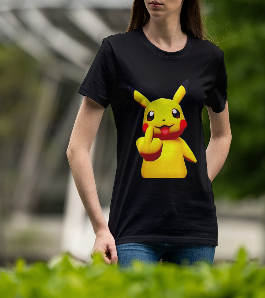 Pikachu Pokémon Middle Finger Gesture T-Shirt