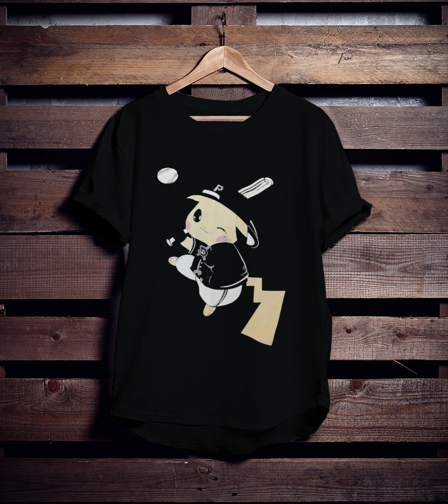 Pokemon Pittsburgh Pirates Baseball Collaboration Pikachu Pitching T-Shirt