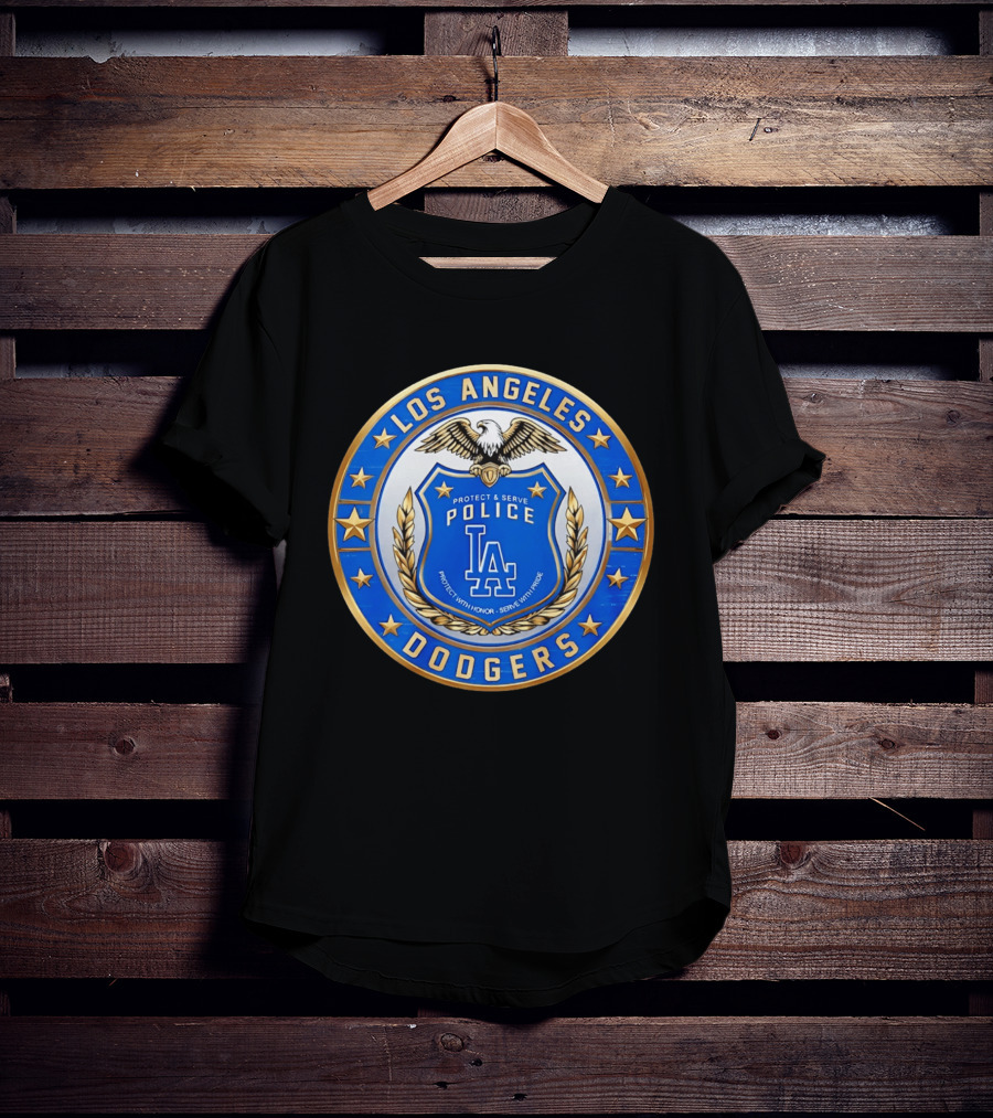 Los Angeles Dodgers Police Badge Protect And Serve With Pride Eagle T-Shirt