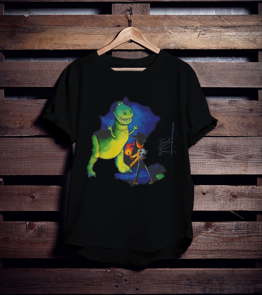 Rex And Woody Reenact Jurassic Park Scene Jurassic Toys Adventure T-Shirt