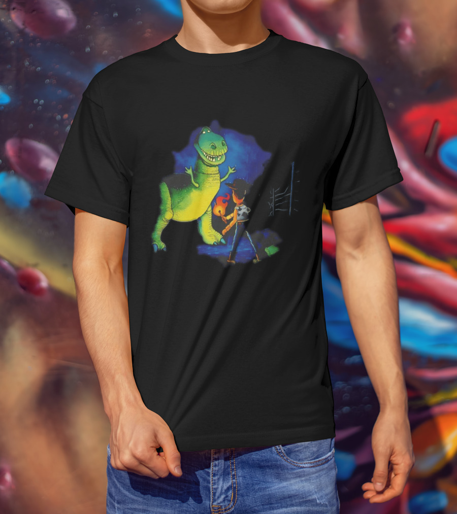 Rex And Woody Reenact Jurassic Park Scene Jurassic Toys Adventure T-Shirt