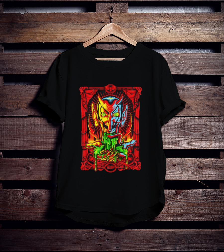 Satan's Puke Black Devil Evil Clown Neon Horror T-Shirt