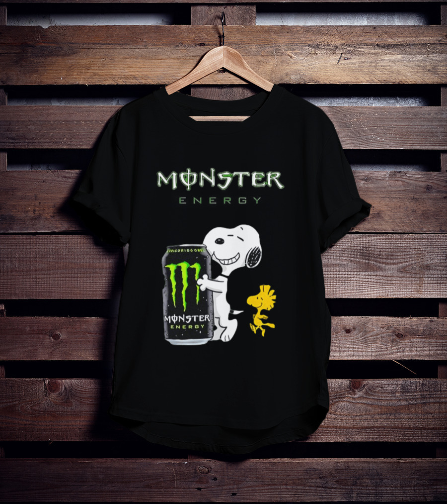 Snoopy And Woodstock Hugging Monster Energy Can Collaboration T-Shirt