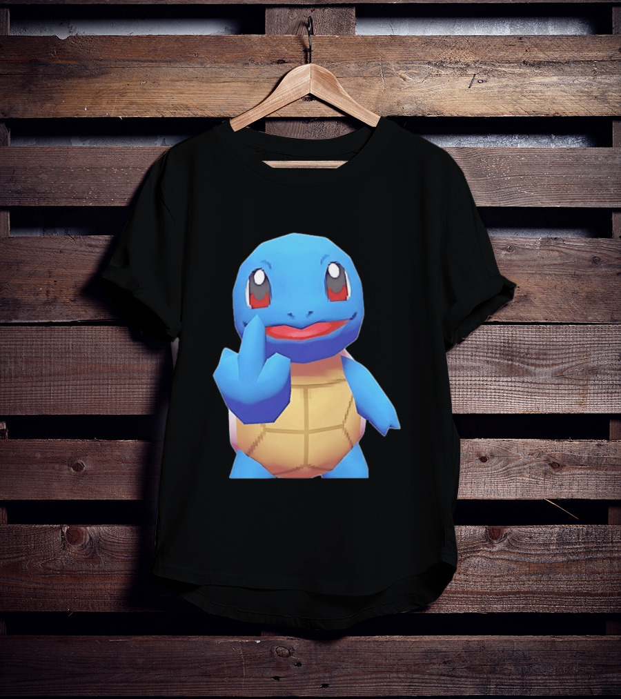 Squirtle Pokémon Gesture Middle Finger Playful Attitude T-Shirt