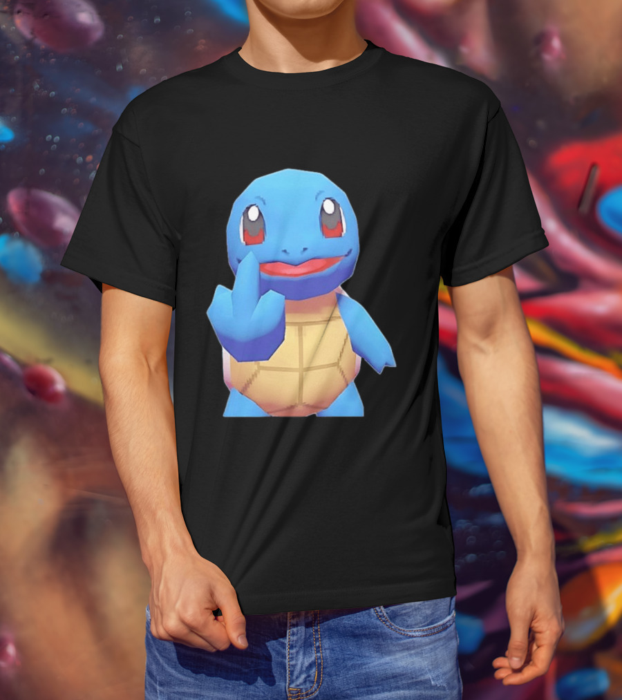 Squirtle Pokémon Gesture Middle Finger Playful Attitude T-Shirt