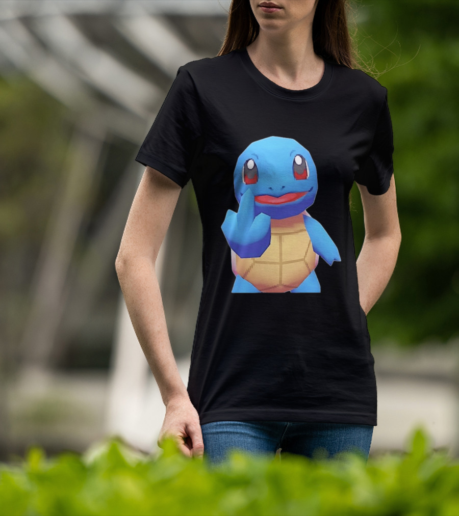 Squirtle Pokémon Gesture Middle Finger Playful Attitude T-Shirt