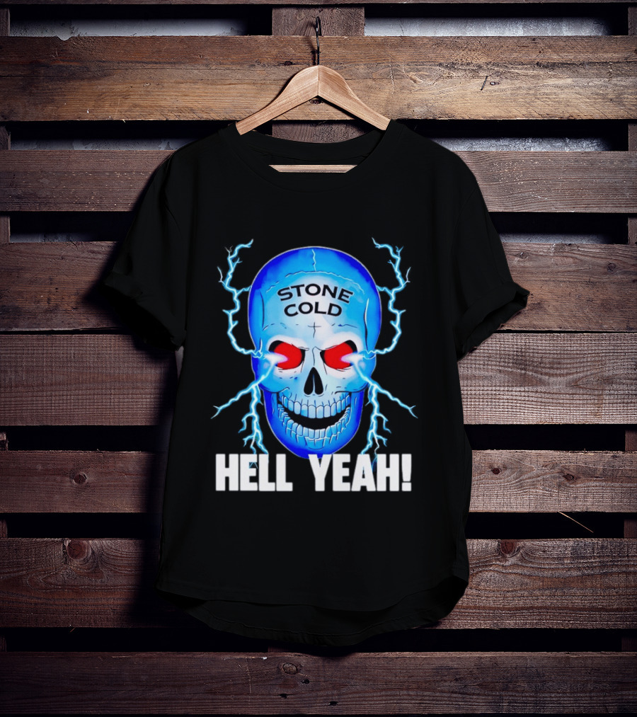 Stone Cold Steve Austin Skull Hell Yeah Electric Blue Lightning T-Shirt