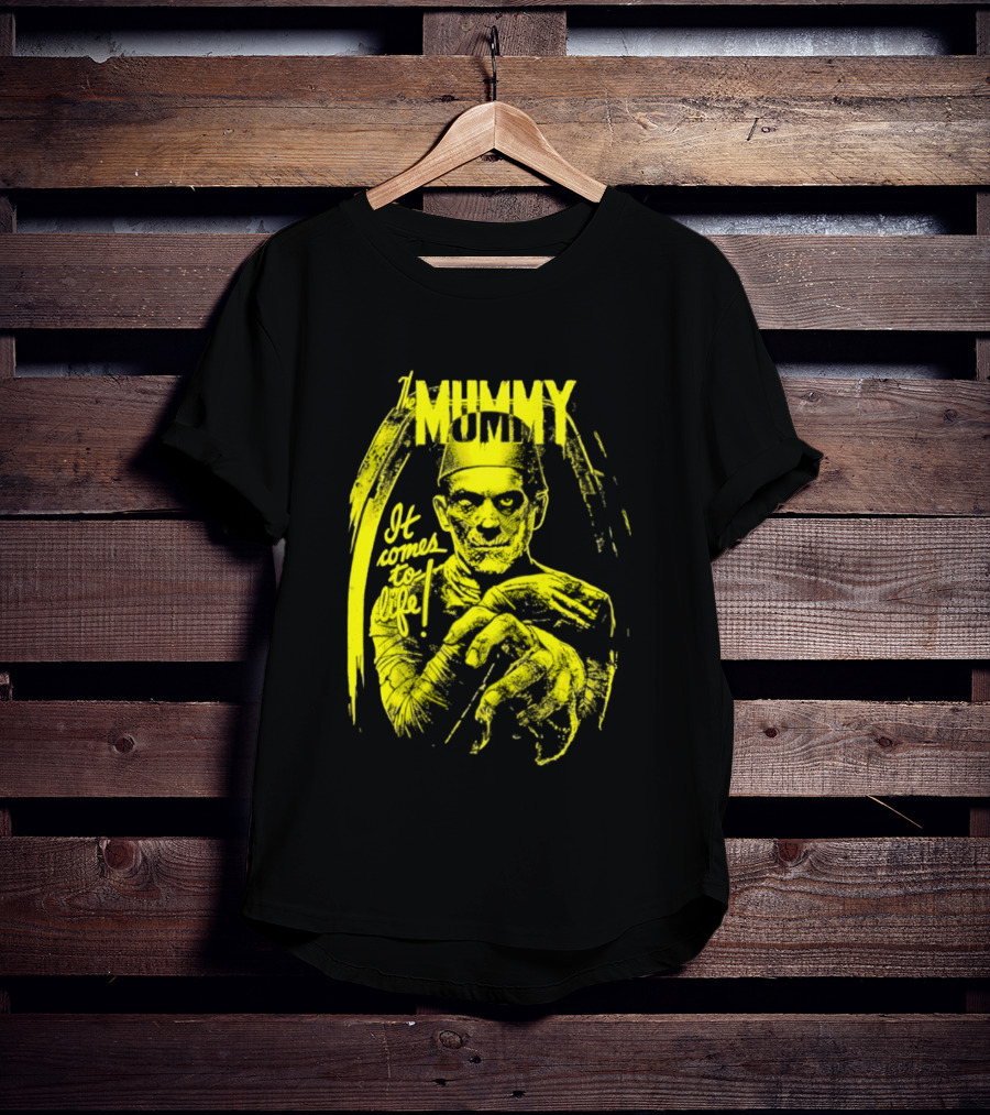 The Mummy It Comes To Life Horror Classic Vintage Yellow T-Shirt