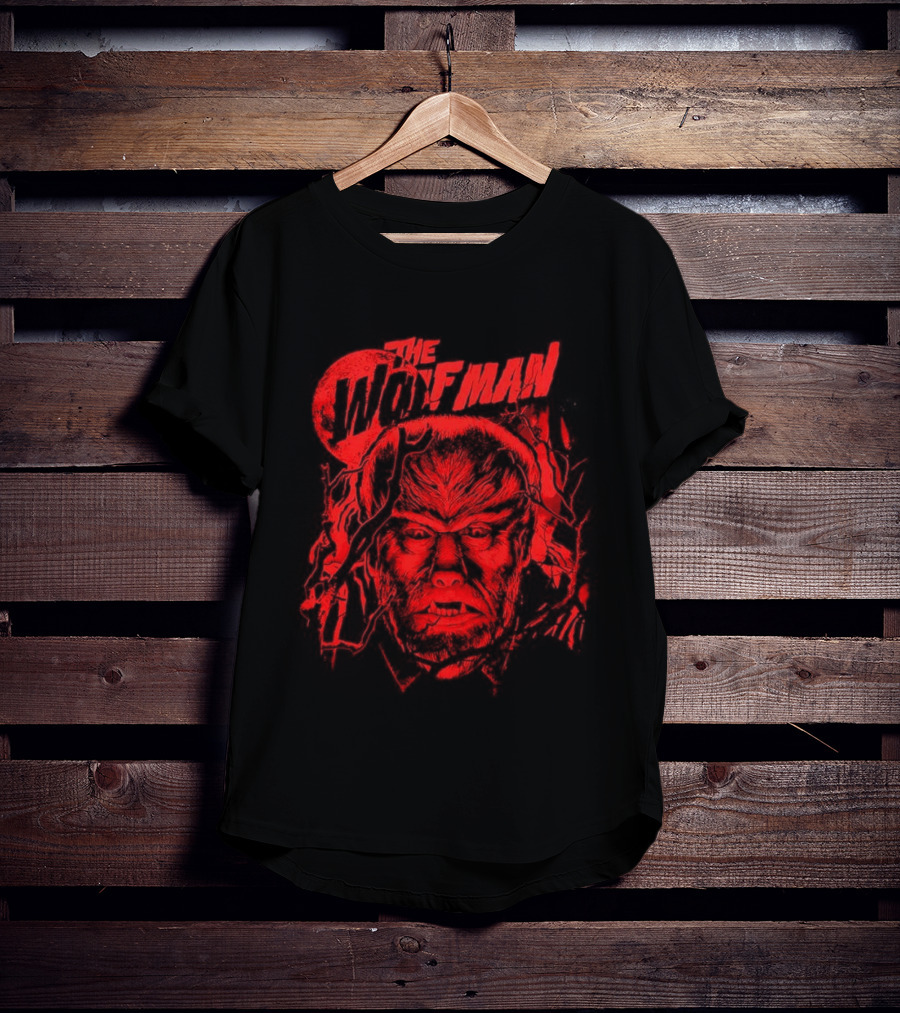 The Wolfman Under Moon Halloween Classic Monster Face T-Shirt