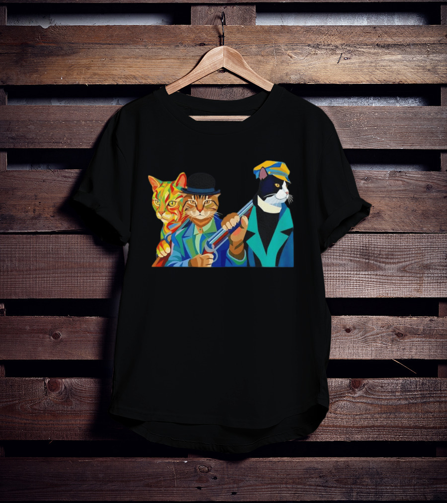 Three Cats Jazz Band Colorful Feline Musicians With Suits And Instruments T-Shirt