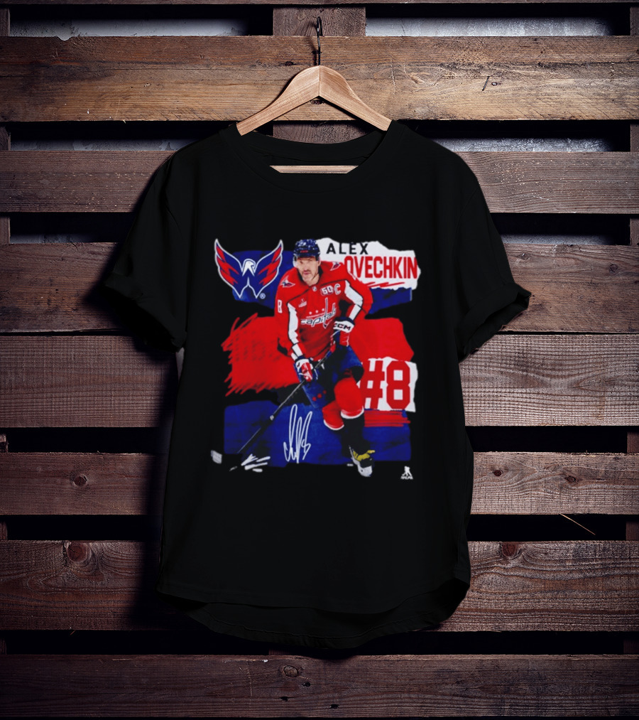 Washington Capitals Alex Ovechkin #8 Hockey Signature T-Shirt