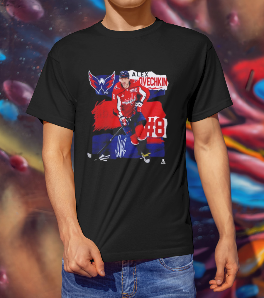 Washington Capitals Alex Ovechkin #8 Hockey Signature T-Shirt