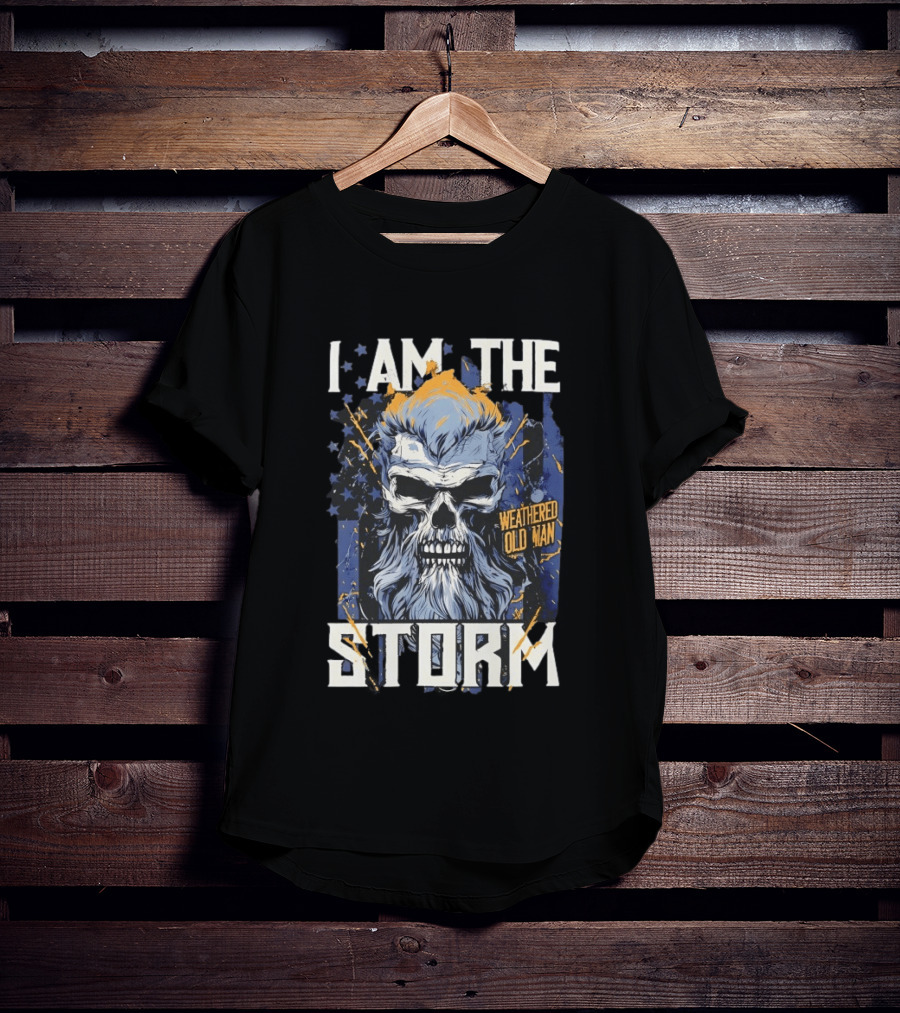 I Am The Storm Weathered Old Man Skull T-Shirt
