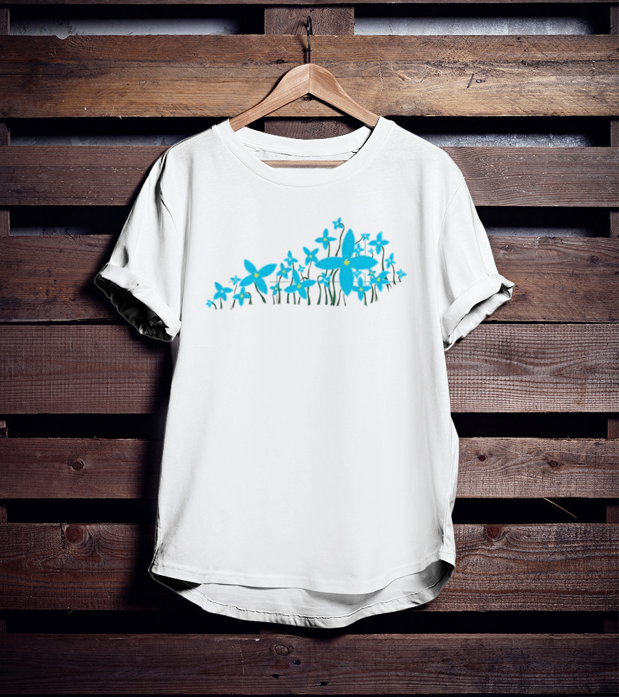 Blue Pea Flower Azure Bluet KY Shape Floral Arrangement T-Shirt