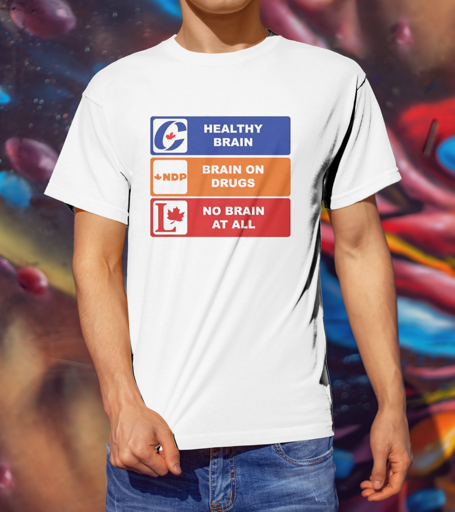 Healthy Brain Brain On Drugs No Brain At All Political Labels T-Shirt