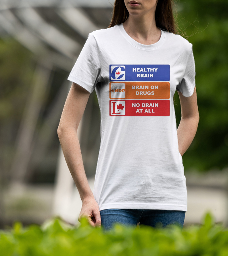 Healthy Brain Brain On Drugs No Brain At All Political Labels T-Shirt