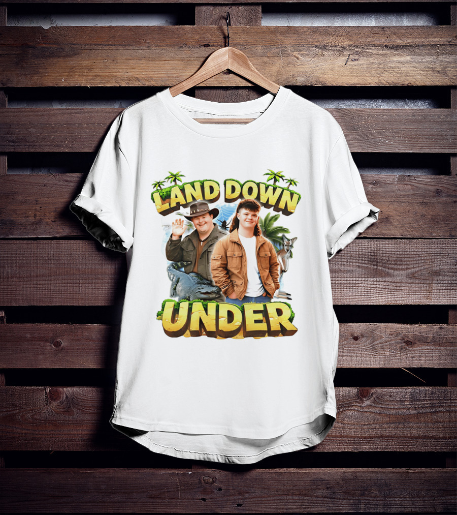 Land Down Under Crocodile And Kangaroo Theme Australia T-Shirt