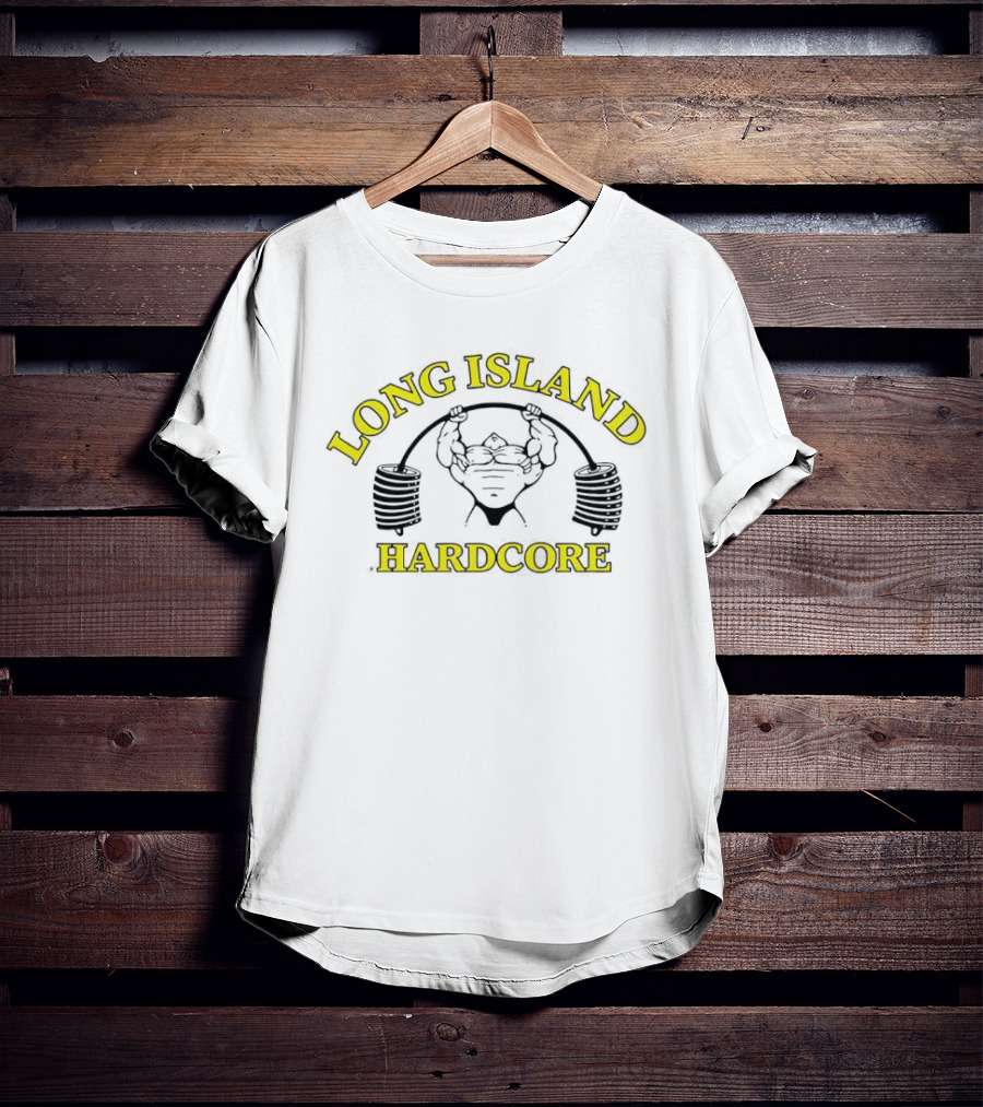 Long Island Hardcore Weightlifting Skull Motif T-Shirt