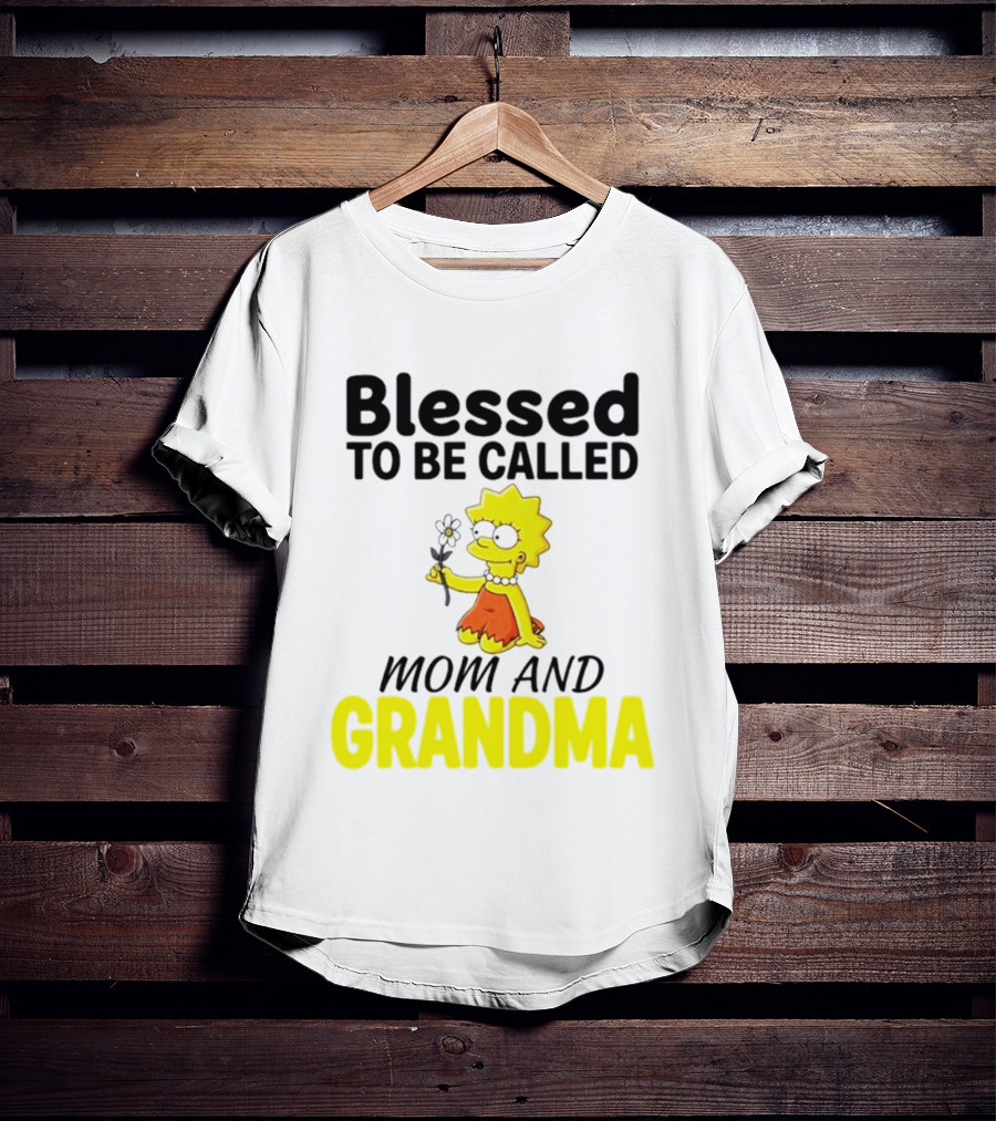 Blessed To Be Called Mom And Grandma Simpsons Character Holding Flower T-Shirt