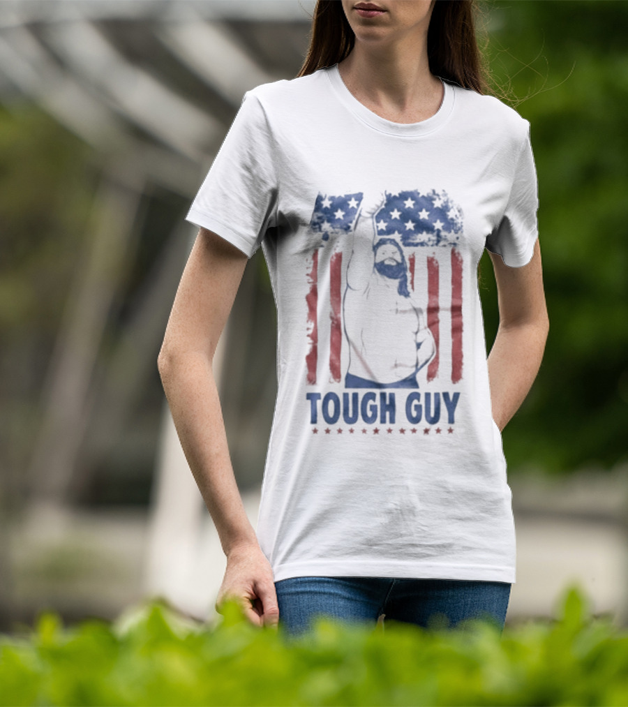 Hacksaw Jim Duggan Tough Guy American Flag Patriotic Wrestling T-Shirt