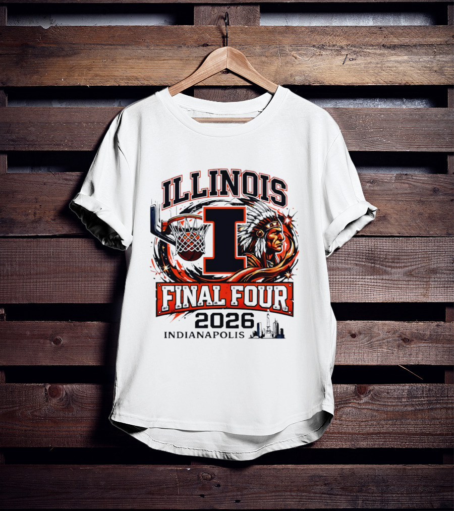 Illinois Basketball Final Four 2026 Indianapolis I Logo And Native American T-Shirt