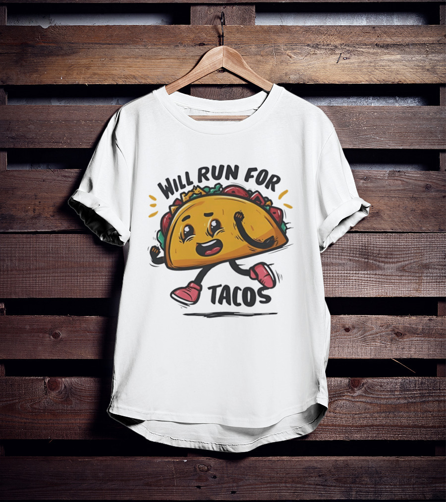 Will Run For Tacos Funny Running Taco Lover T-Shirt