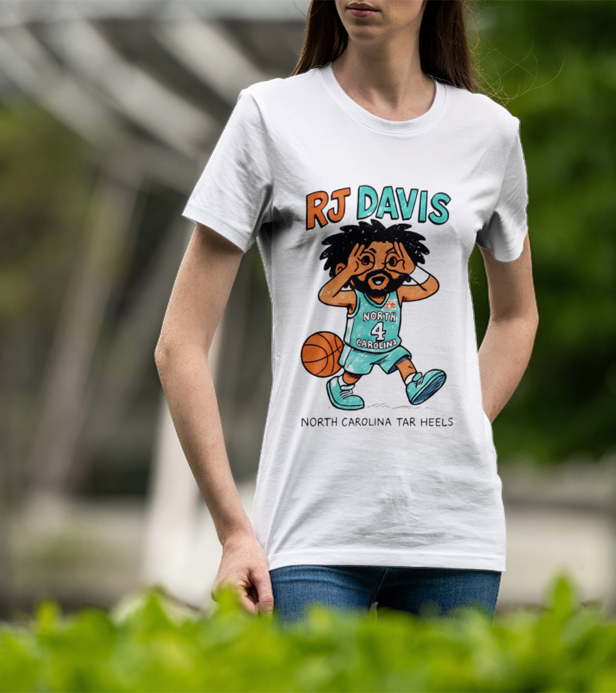 RJ Davis North Carolina Tar Heels Number 4 Basketball Caricature T-Shirt