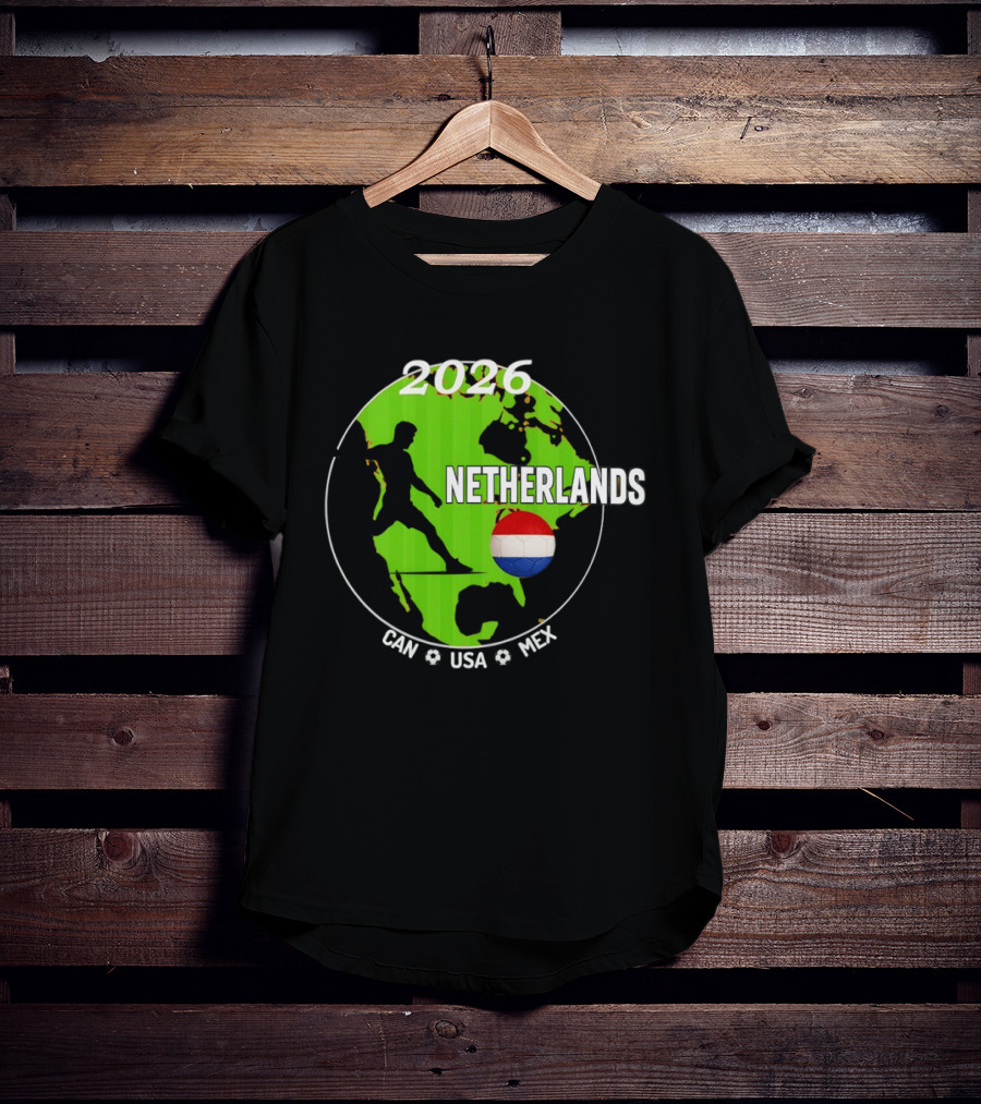 Netherlands Football 2026 CAN USA MEX World Cup Map Soccer Ball T-Shirt