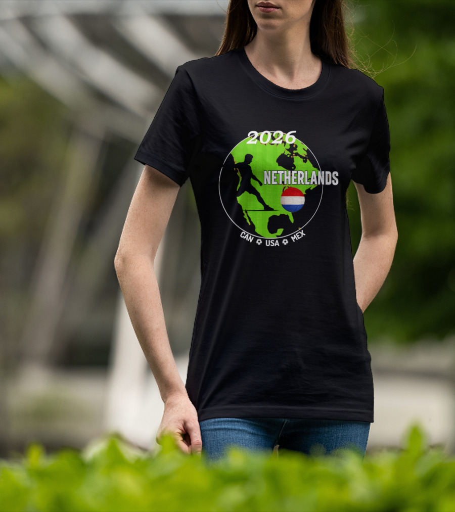 Netherlands Football 2026 CAN USA MEX World Cup Map Soccer Ball T-Shirt