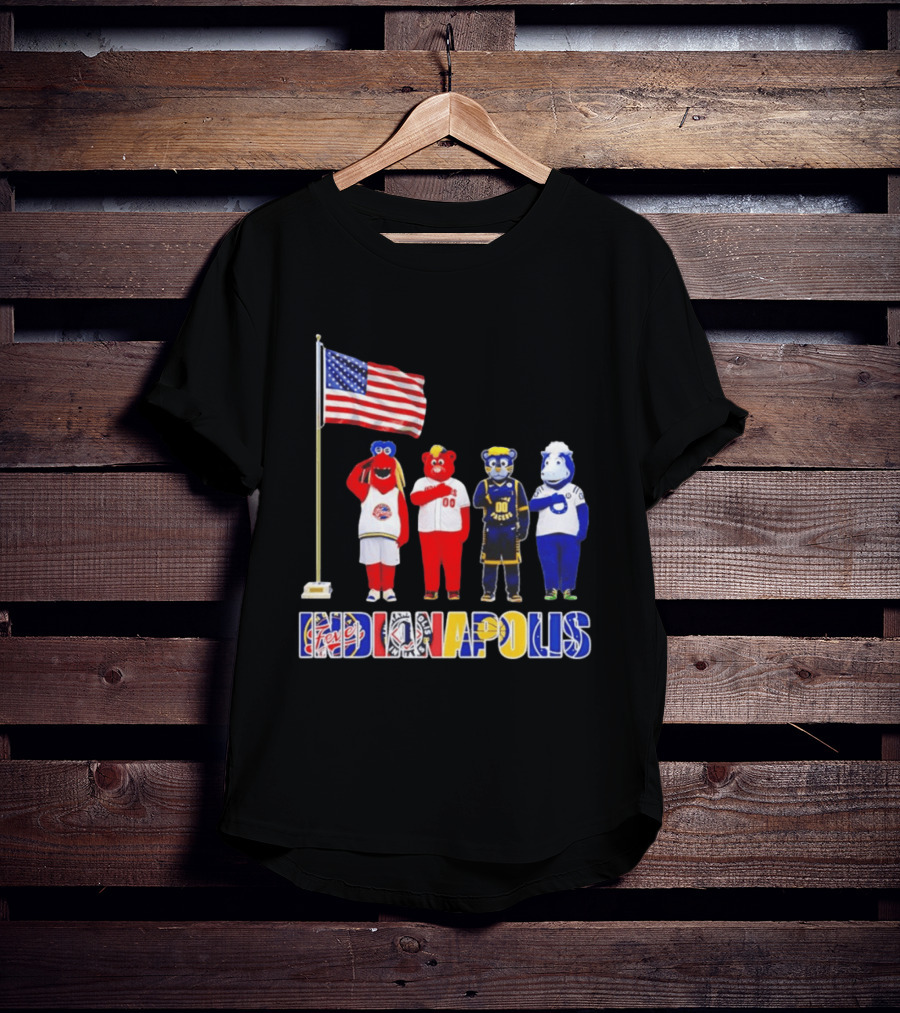 Indiana Fever Indianapolis Mascots Salute Flag With Pacers Colts T-Shirt