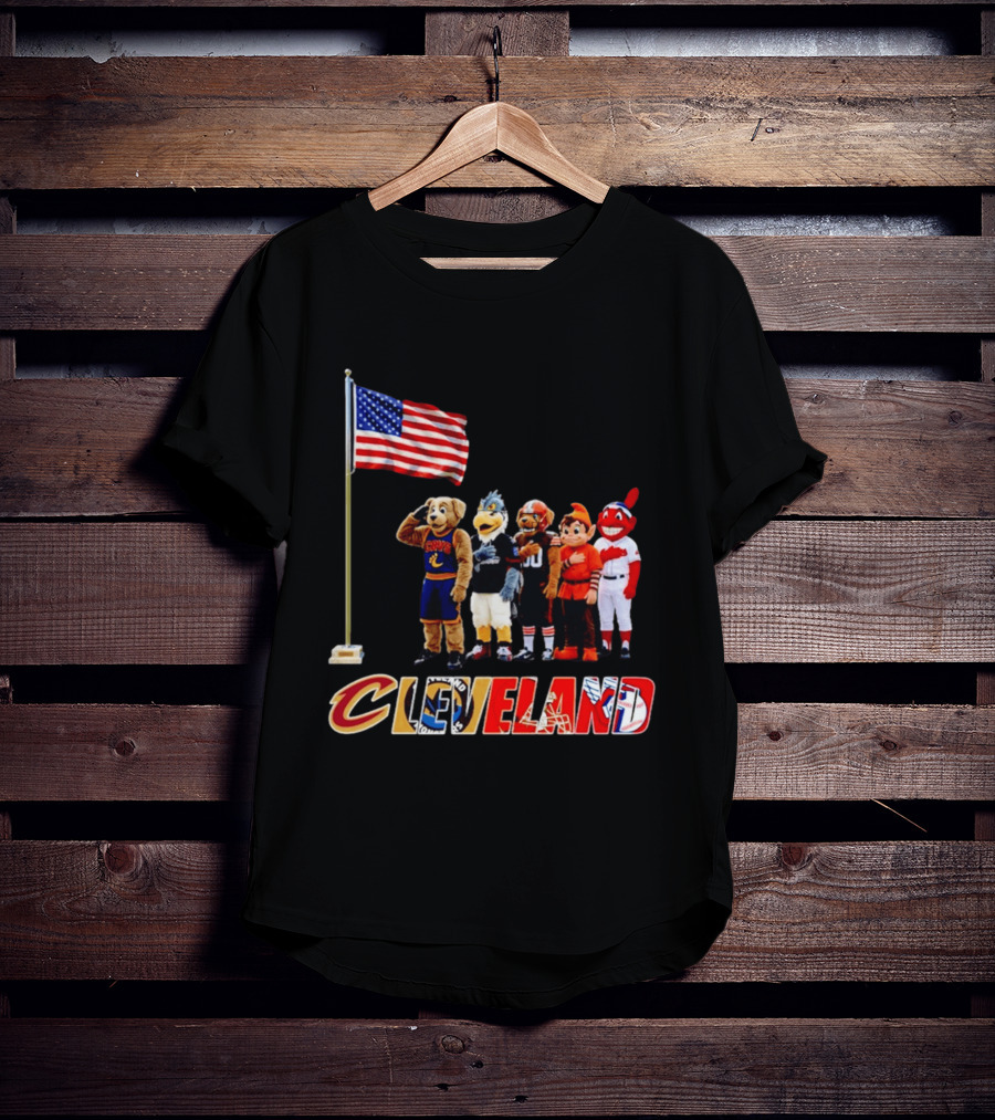 Cleveland Sports Mascots Salute The American Flag 2026 T-Shirt