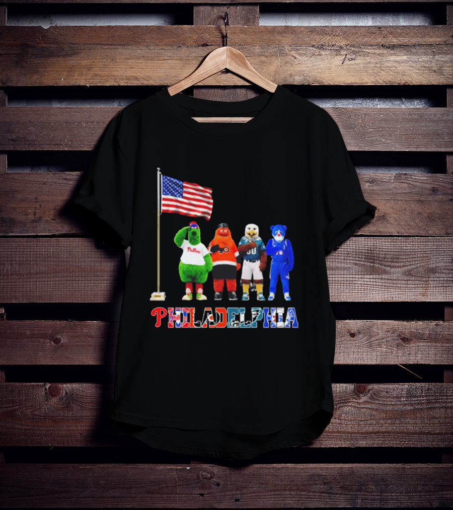 Philadelphia Mascots Saluting The American Flag T-Shirt