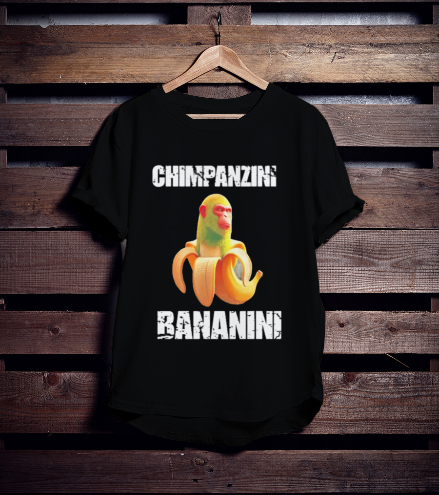 Chimpanzins Bananine Monkey Peeling A Banana T-Shirt