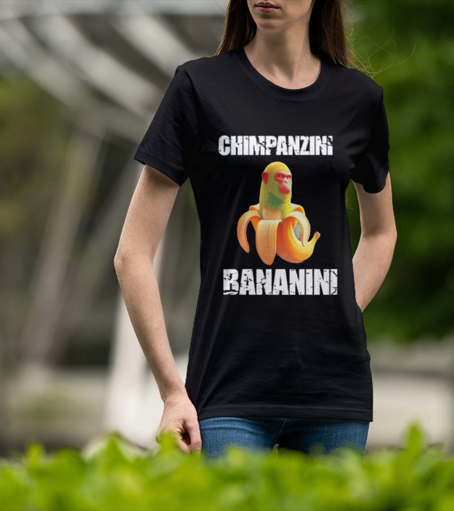 Chimpanzins Bananine Monkey Peeling A Banana T-Shirt
