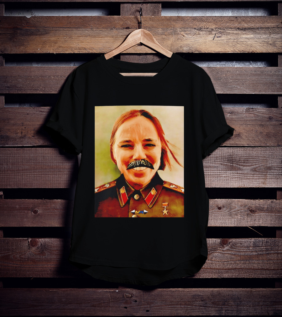 Comrade Bellows Military Portrait Caricature With Mustache T-Shirt