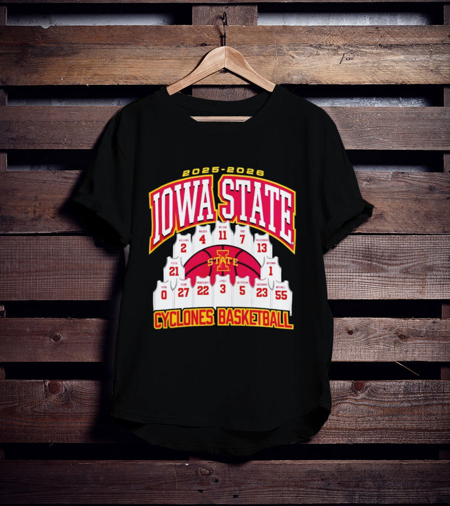 2023 2024 Iowa State Cyclones Basketball Team Roster Jersey T-Shirt
