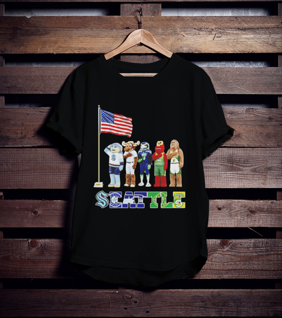 Seattle Kraken Mariners Seahawk Sounders SuperS Salute Flag T-Shirt